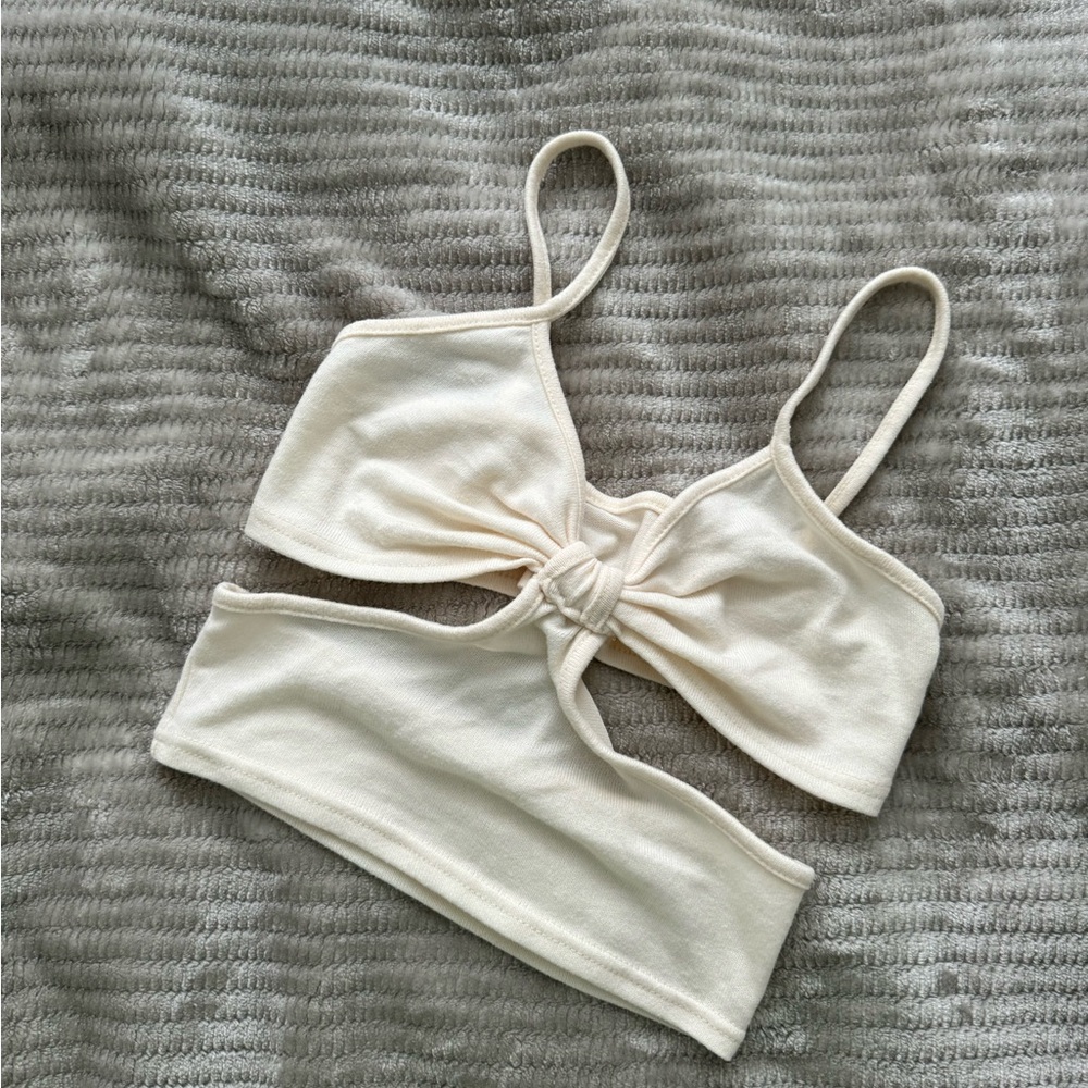 Light beige cutout top